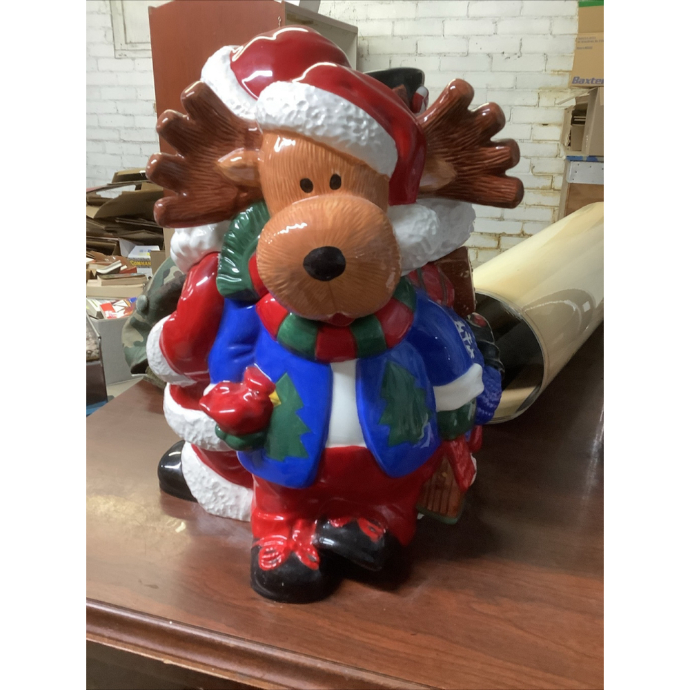 Mr. Moose & Friends Santa Snowman 3D Ceramic Cookie Jar
